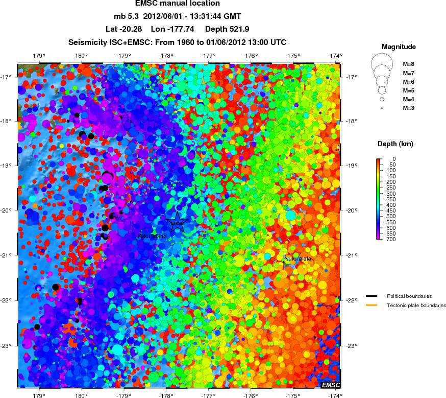 regional depth historical seismicity