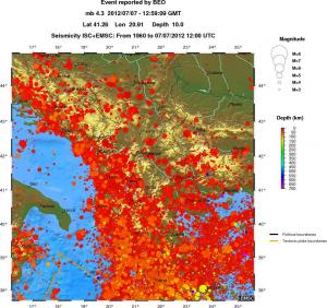 regional depth historical seismicity