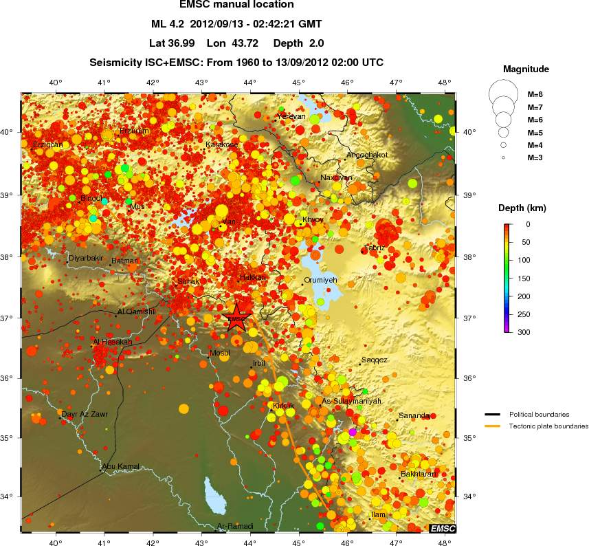 regional depth historical seismicity
