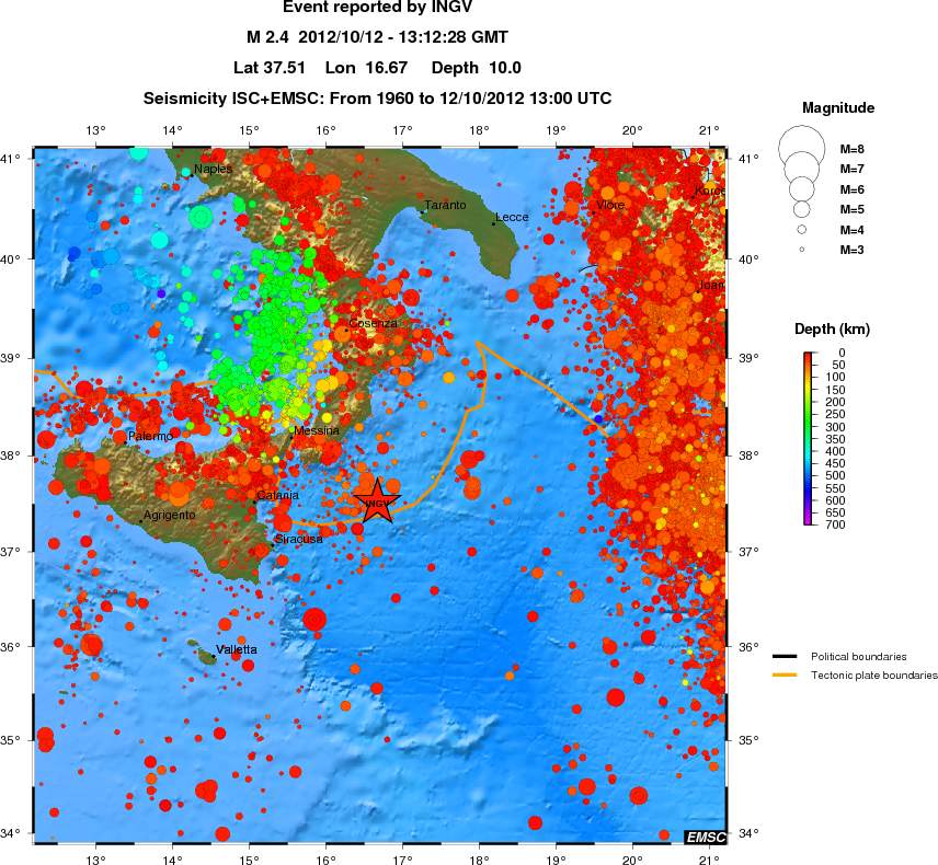 regional depth historical seismicity