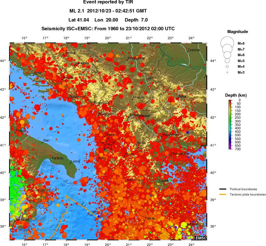 regional depth historical seismicity