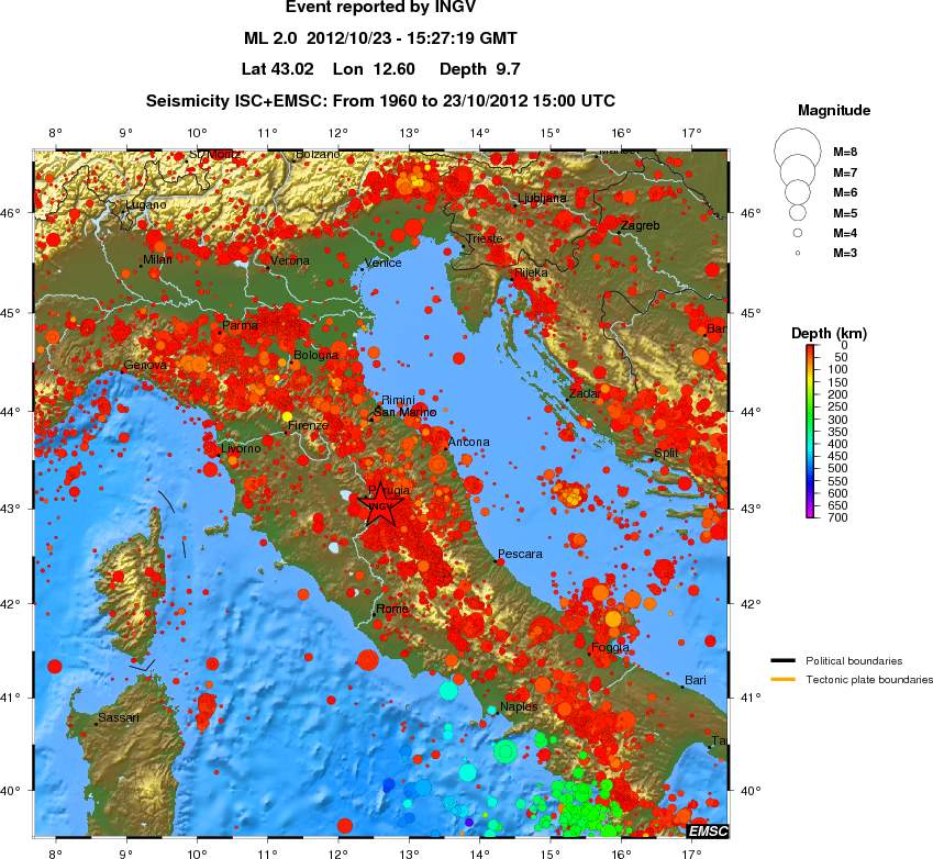 regional depth historical seismicity