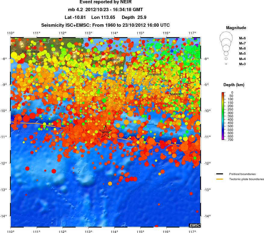 regional depth historical seismicity