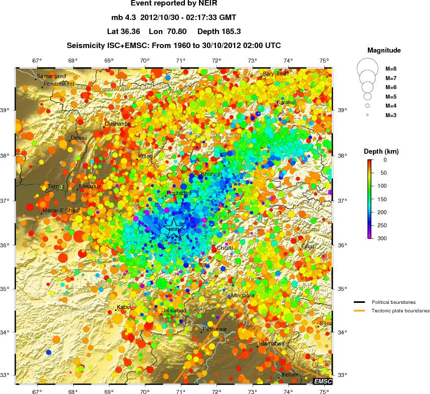 regional depth historical seismicity