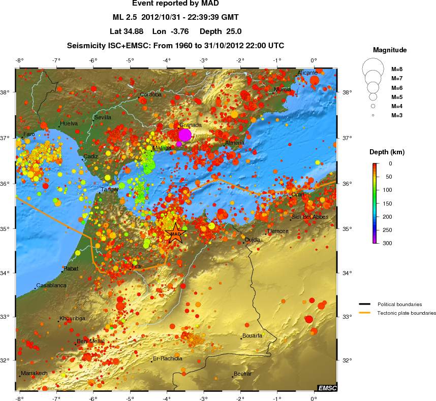 regional depth historical seismicity