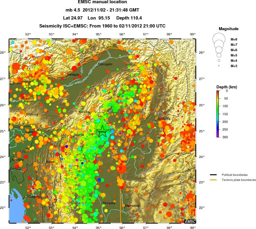regional depth historical seismicity