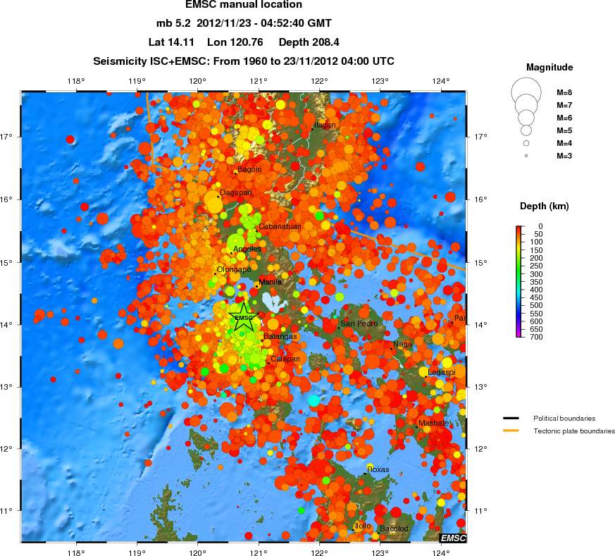 regional depth historical seismicity