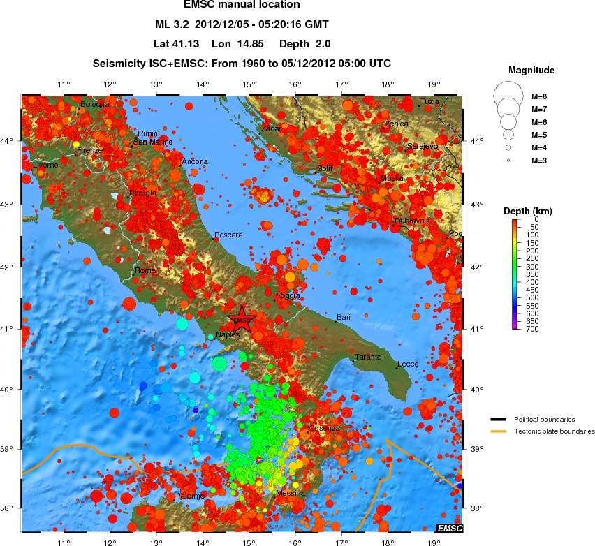 regional depth historical seismicity