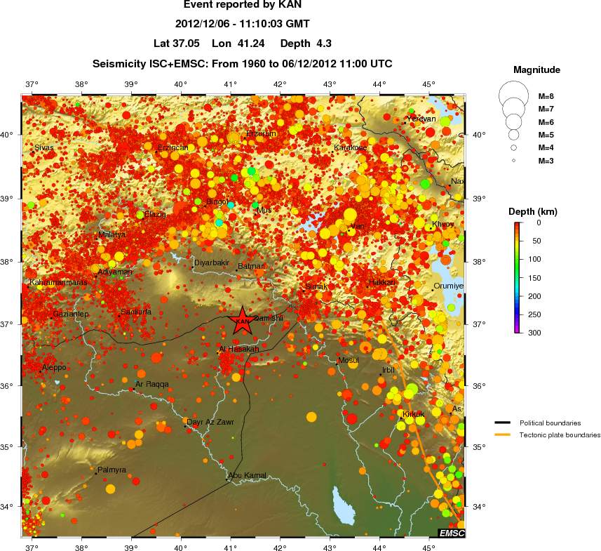 regional depth historical seismicity