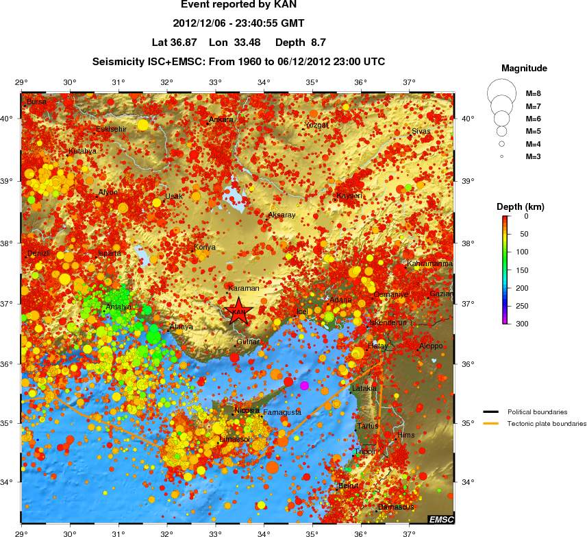 regional depth historical seismicity