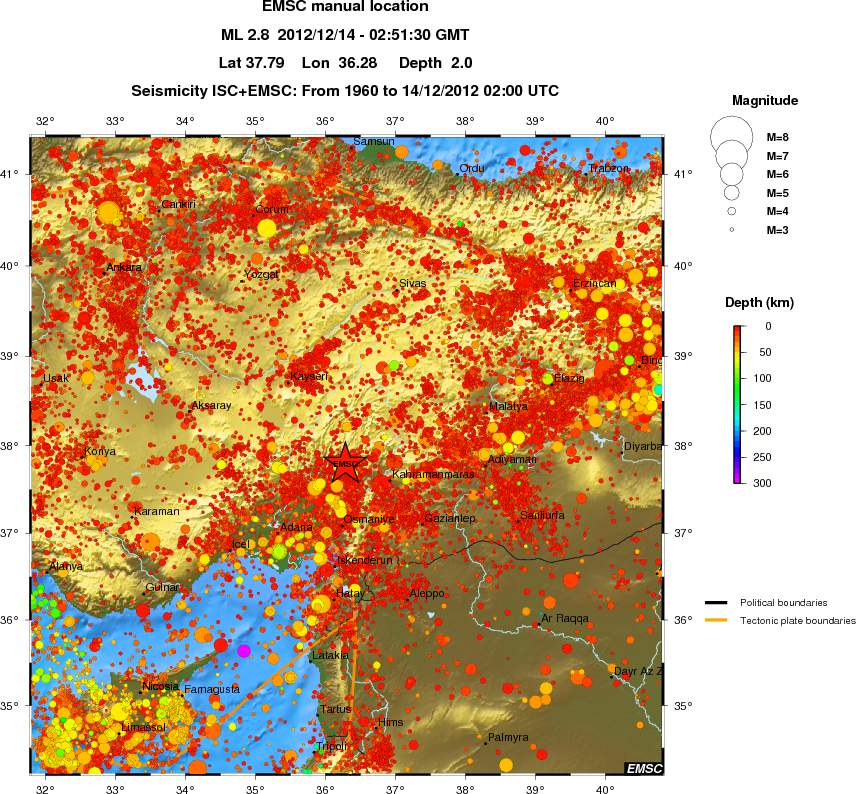 regional depth historical seismicity