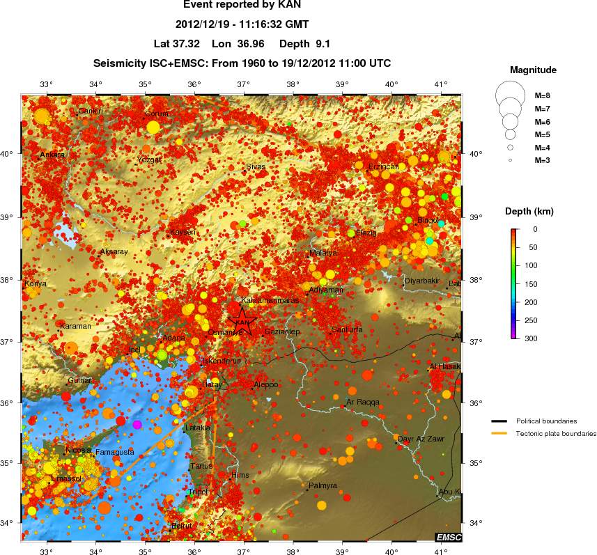 regional depth historical seismicity