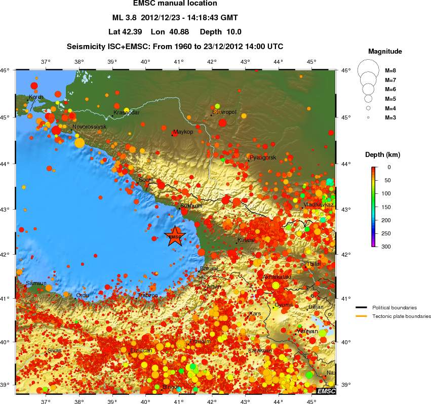 regional depth historical seismicity