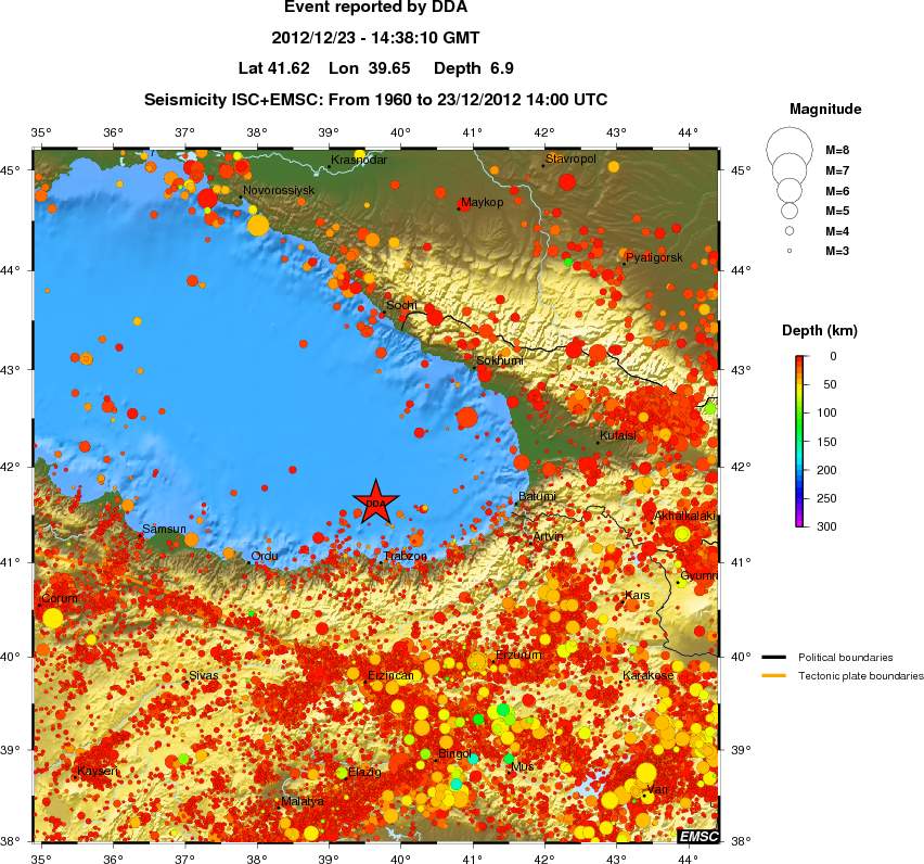 regional depth historical seismicity