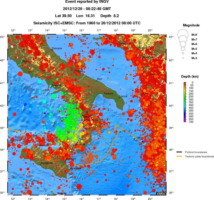 regional depth historical seismicity