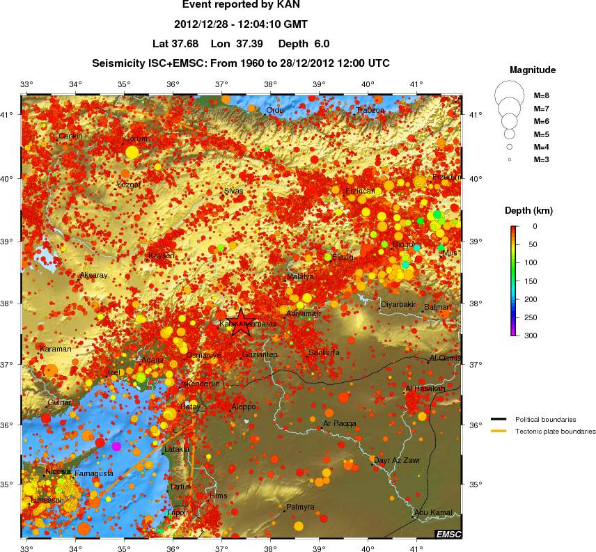 regional depth historical seismicity