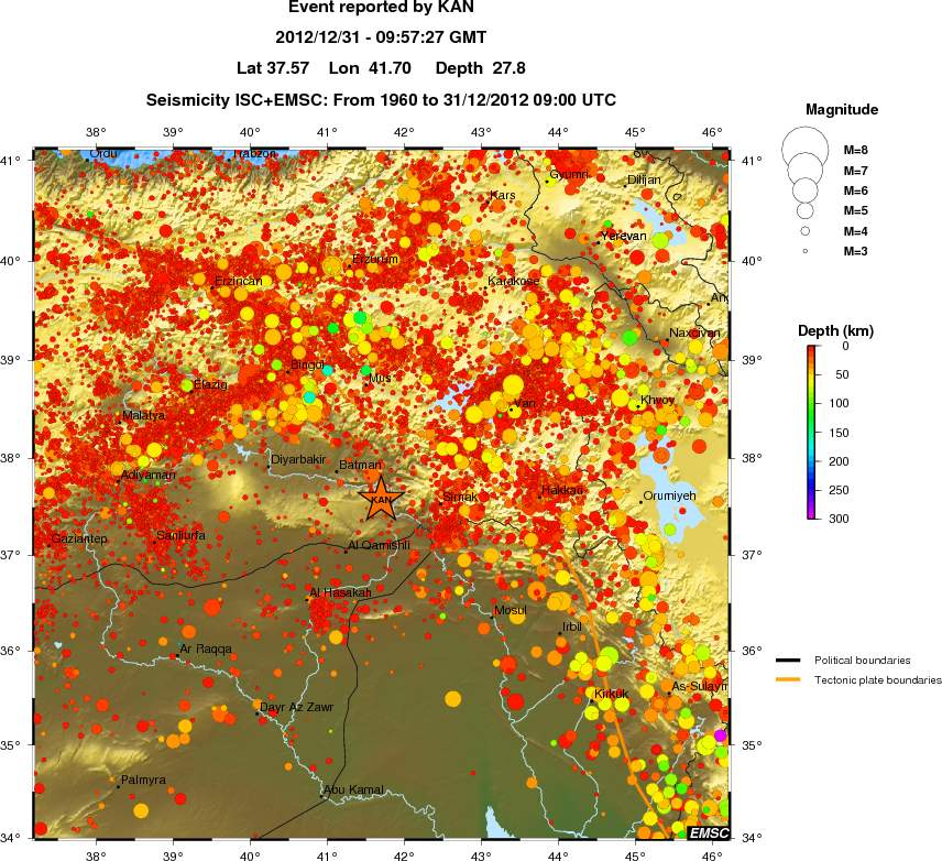 regional depth historical seismicity