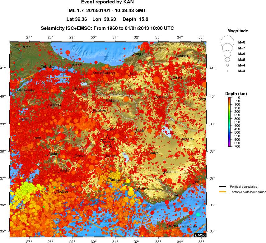 regional depth historical seismicity