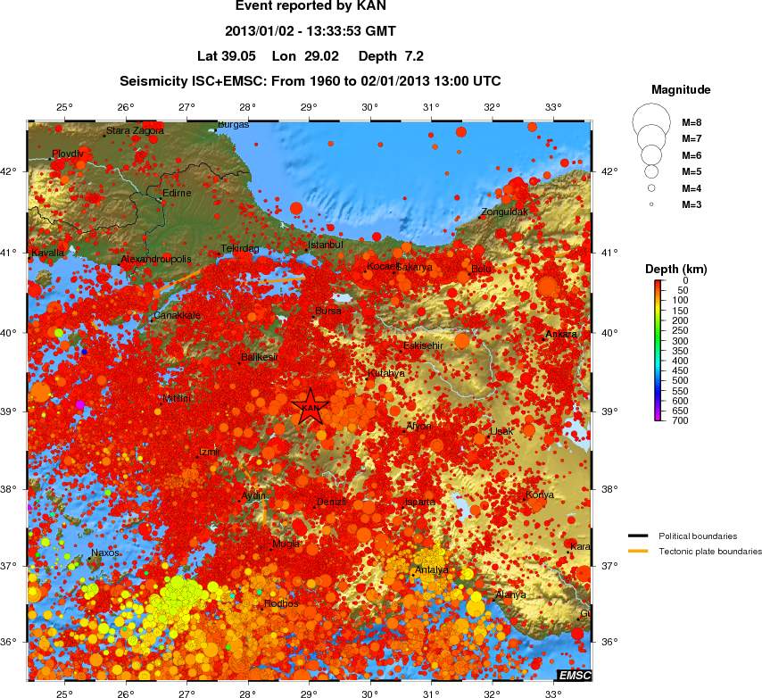 regional depth historical seismicity
