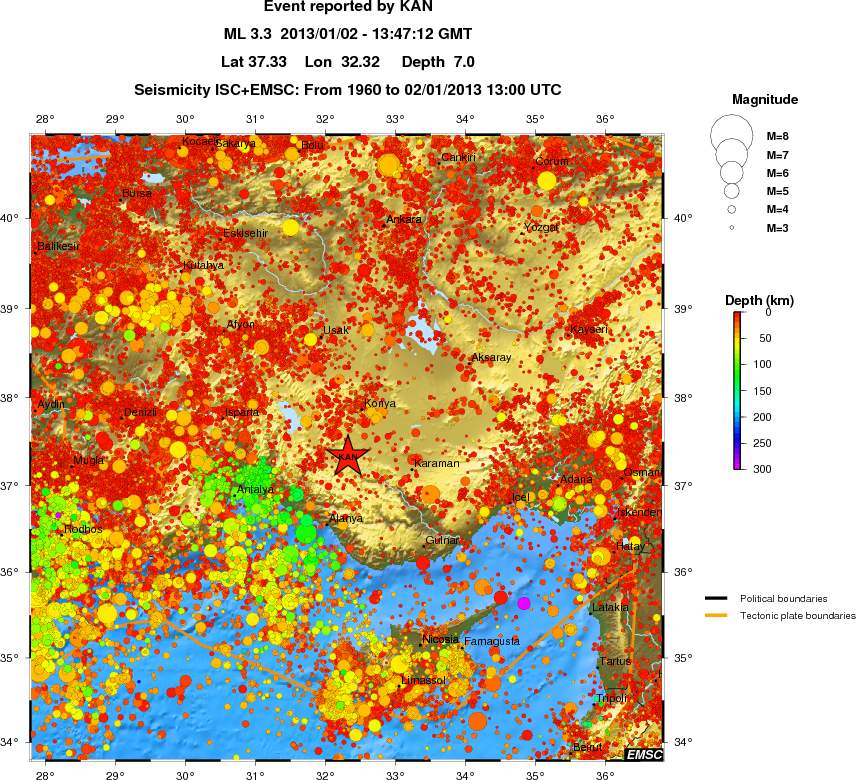 regional depth historical seismicity