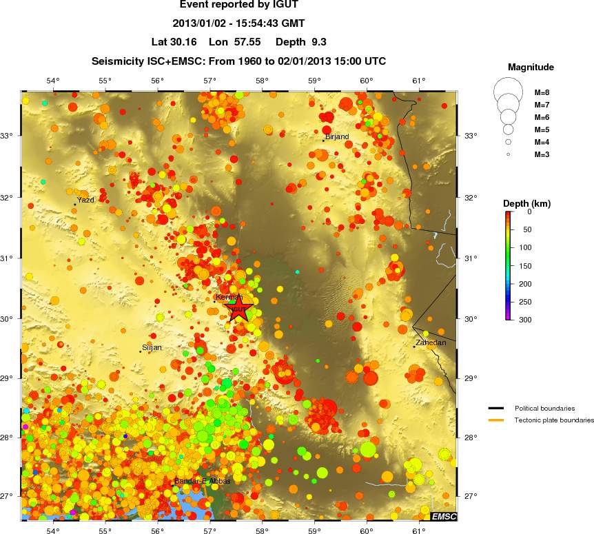 regional depth historical seismicity