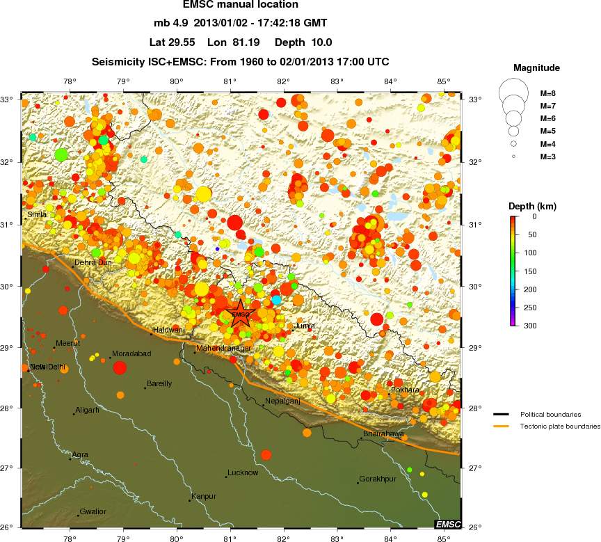 regional depth historical seismicity