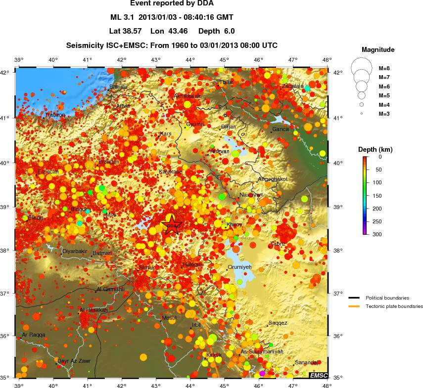 regional depth historical seismicity