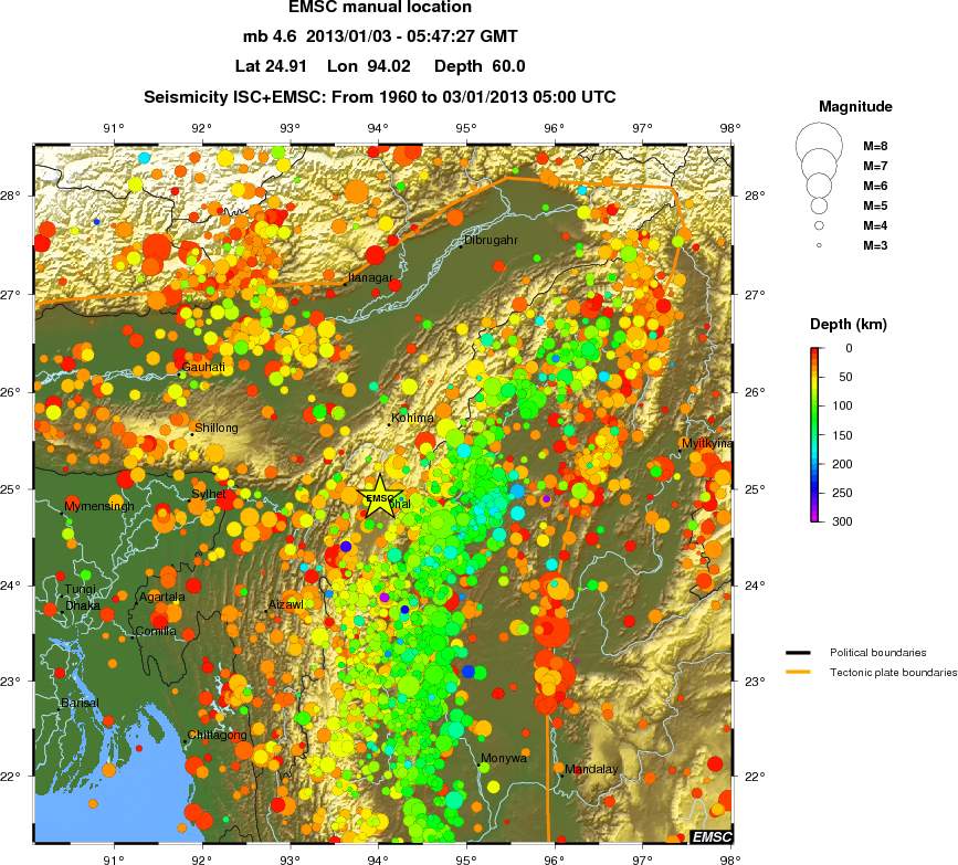 regional depth historical seismicity