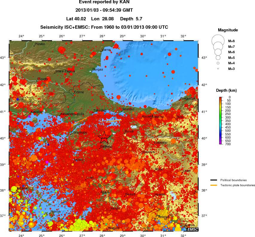 regional depth historical seismicity