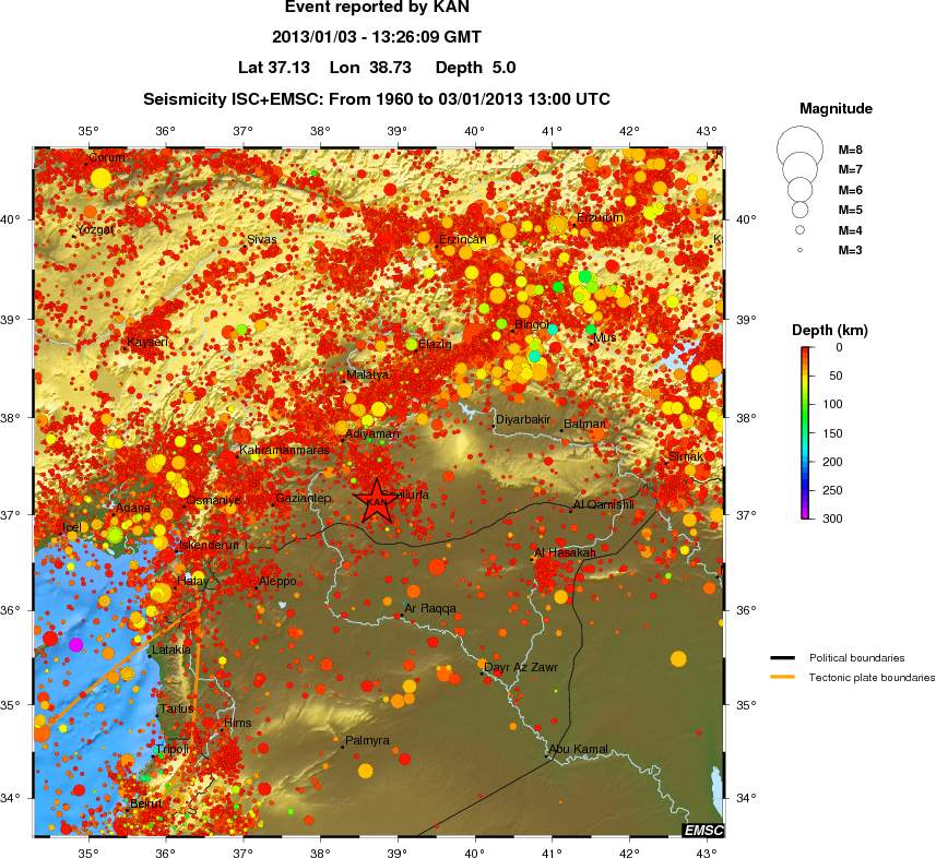 regional depth historical seismicity