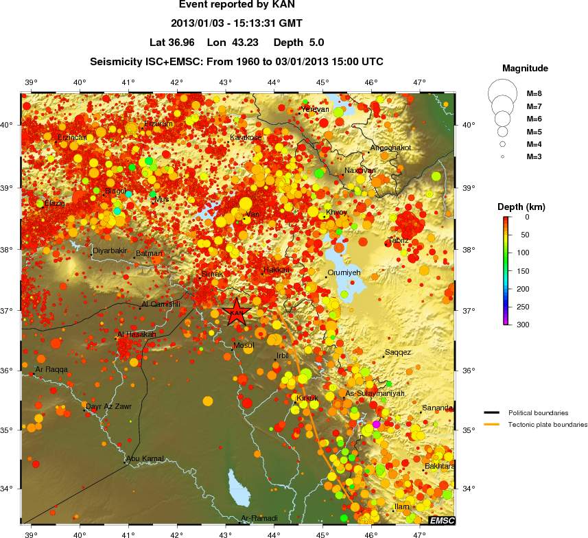 regional depth historical seismicity