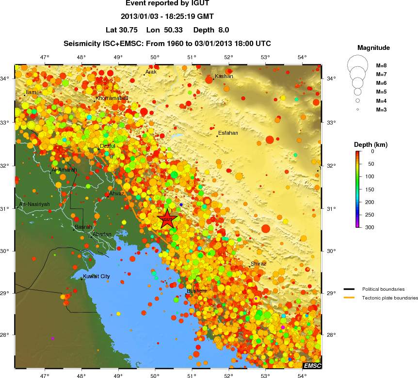regional depth historical seismicity