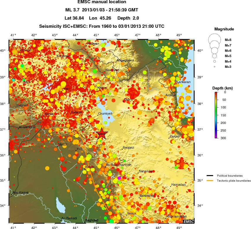 regional depth historical seismicity