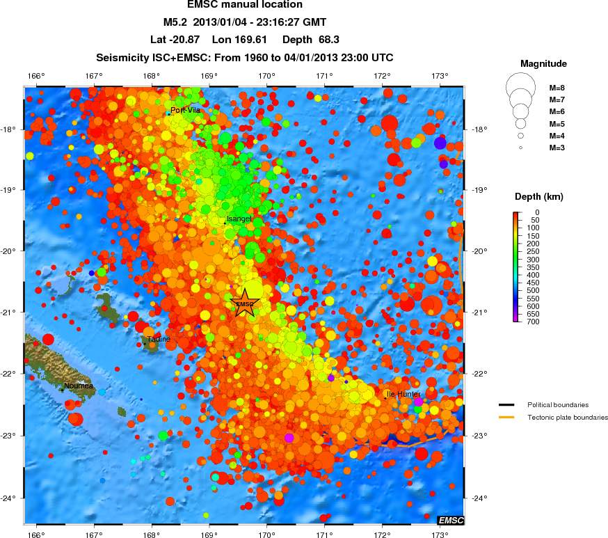 regional depth historical seismicity