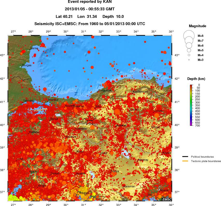 regional depth historical seismicity