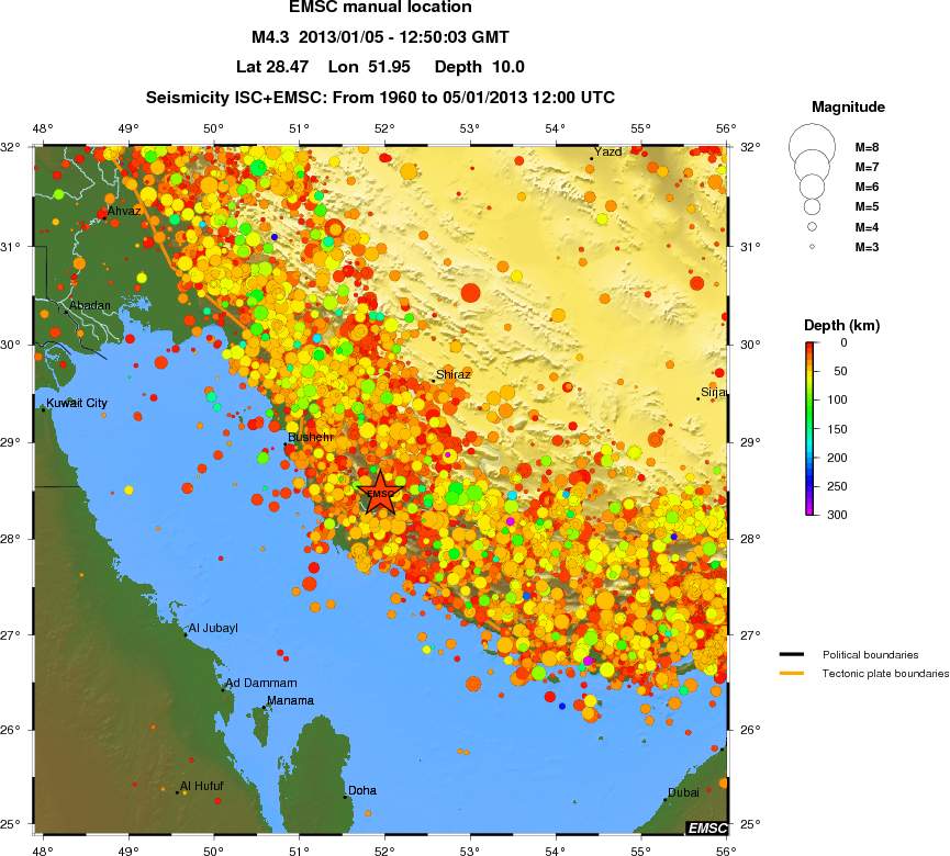 regional depth historical seismicity