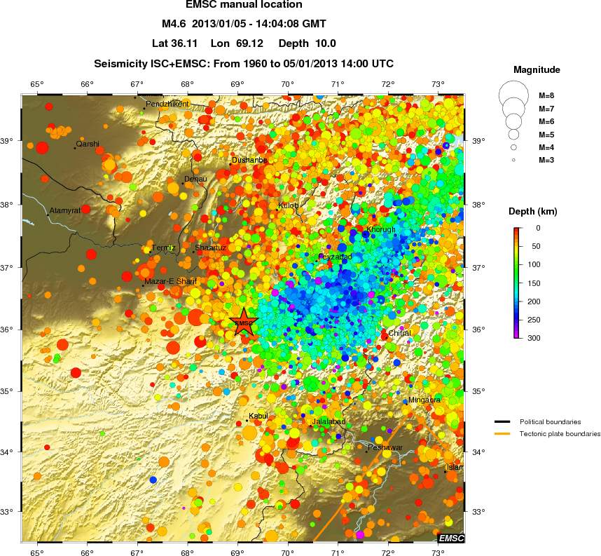 regional depth historical seismicity