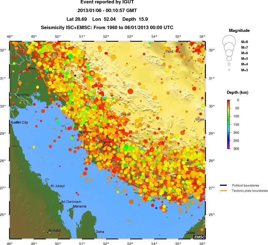 regional depth historical seismicity