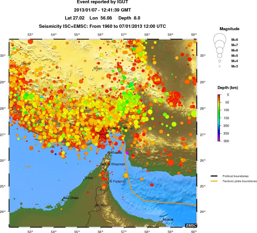 regional depth historical seismicity