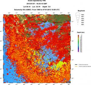 regional depth historical seismicity