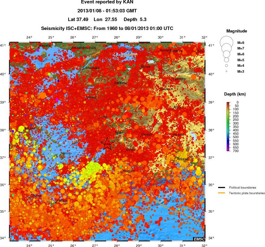 regional depth historical seismicity
