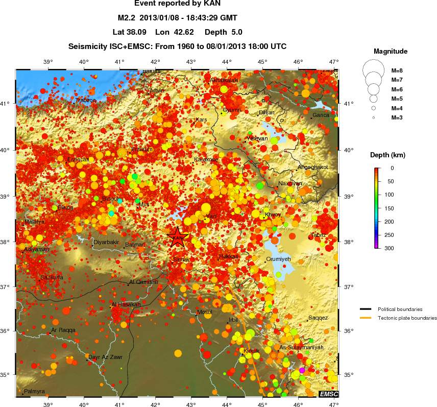 regional depth historical seismicity