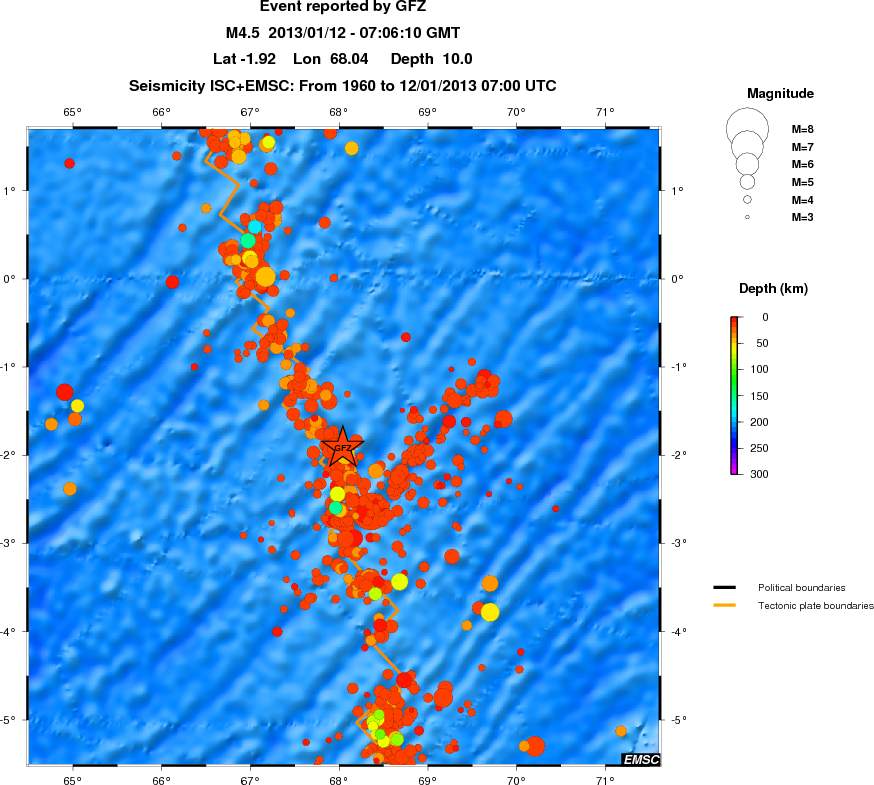 regional depth historical seismicity