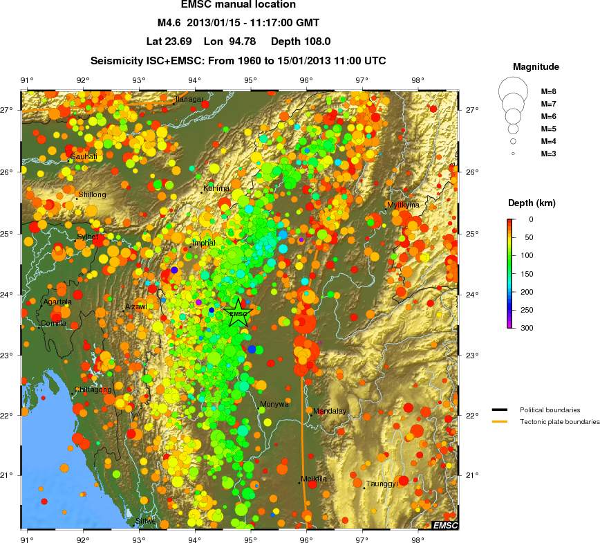 regional depth historical seismicity