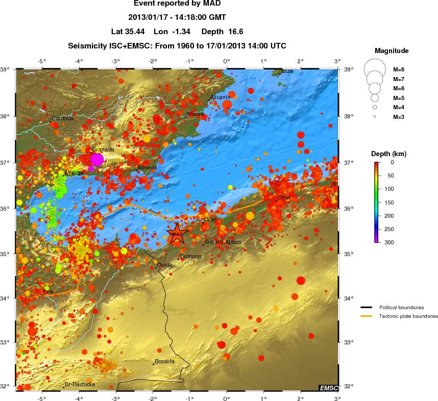 regional depth historical seismicity