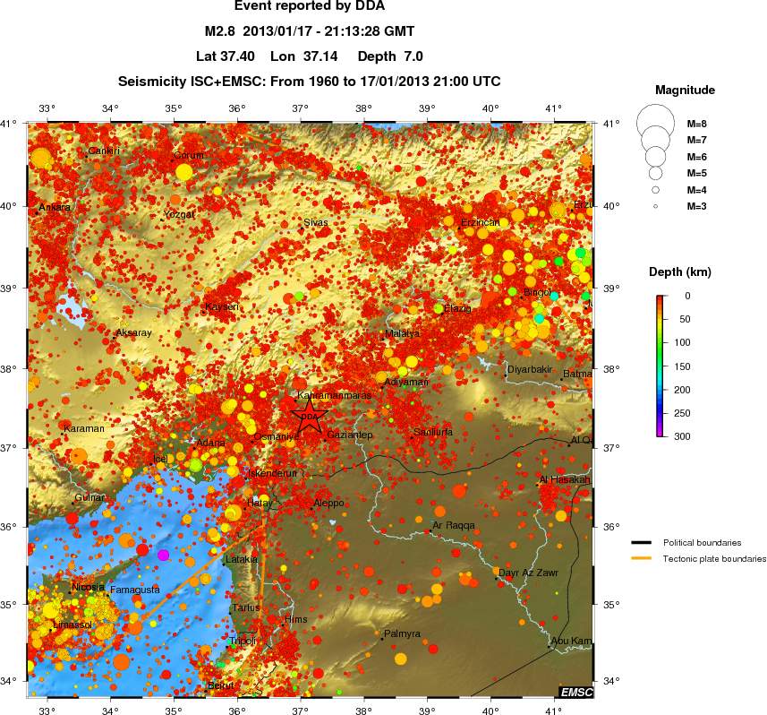regional depth historical seismicity