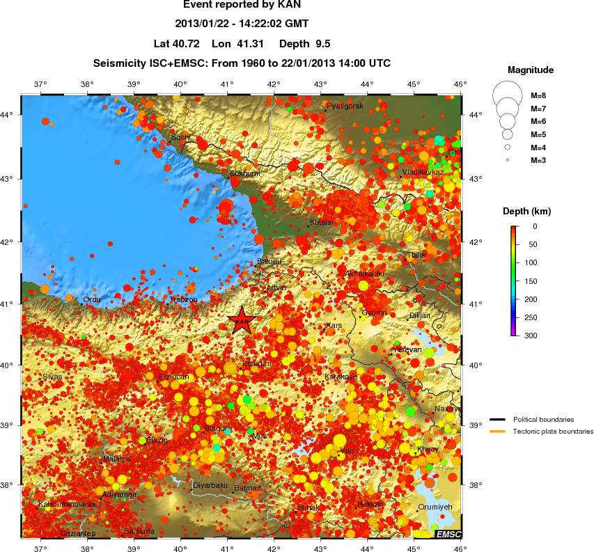 regional depth historical seismicity