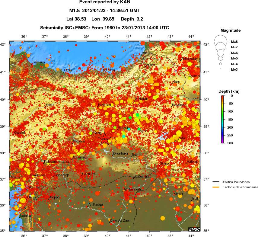 regional depth historical seismicity