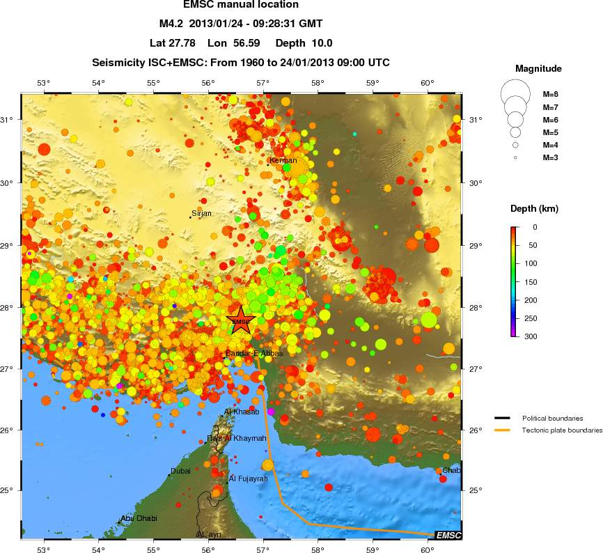 regional depth historical seismicity