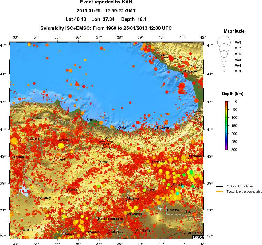 regional depth historical seismicity